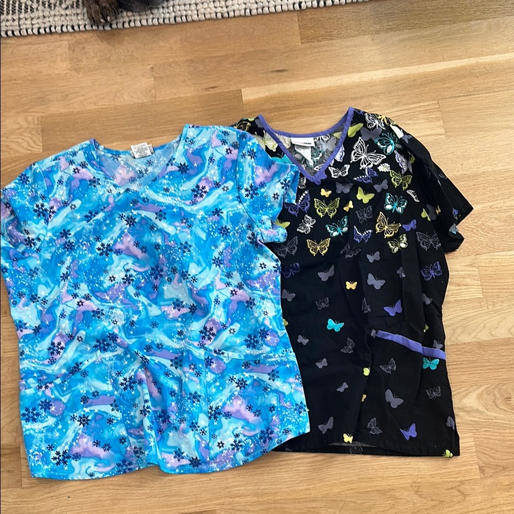 Scrubstar Black and Blue Scrub Tops